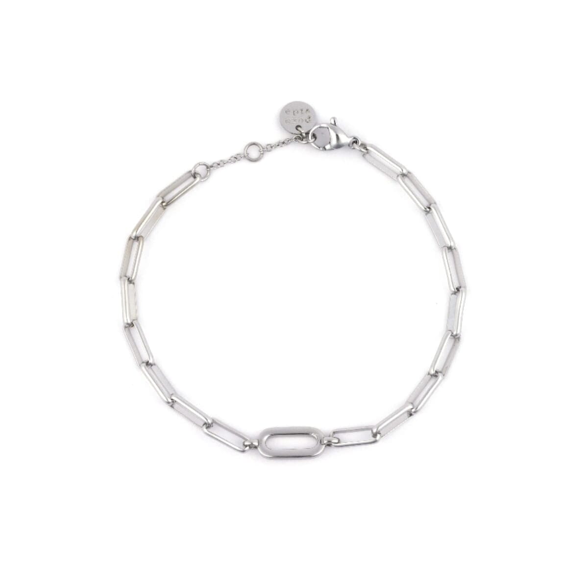 Silver Initial Paperclip Chain Bracelet